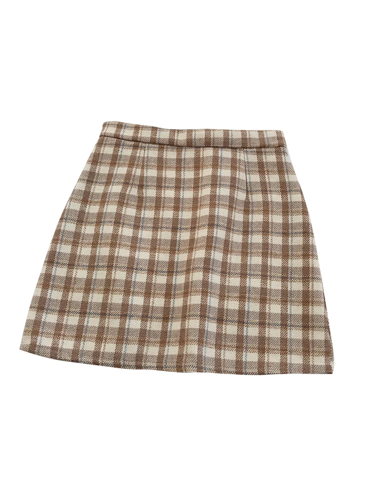 Autumn and winter new fashion high waist skirt women plaid retro wild a-line was thin package hip | Женская одежда