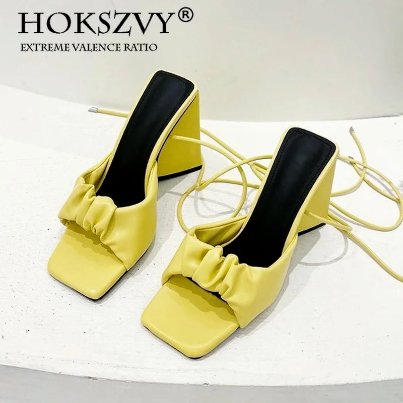 

HOKSVZY/2021 г.; Летние модные женские шлепанцы на высоком каблуке; Элегантная женская обувь на толстой подошве с квадратным носком; Женские босон...