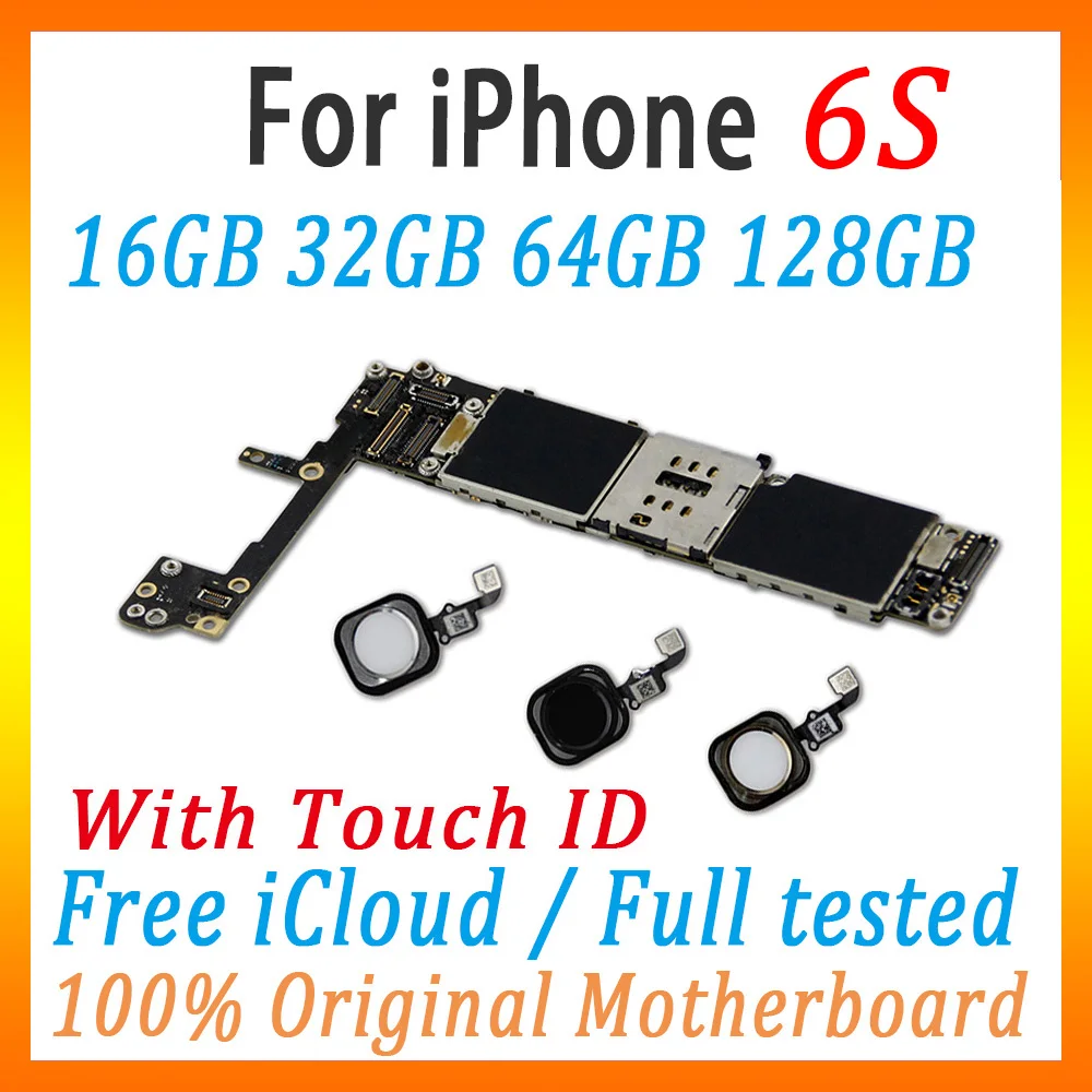 Оригинальная разблокированная материнская плата для iPhone 6S с/без touch ID, бесплатный iCloud для iPhone 6 s 4,7 дюймовая панель с чипами