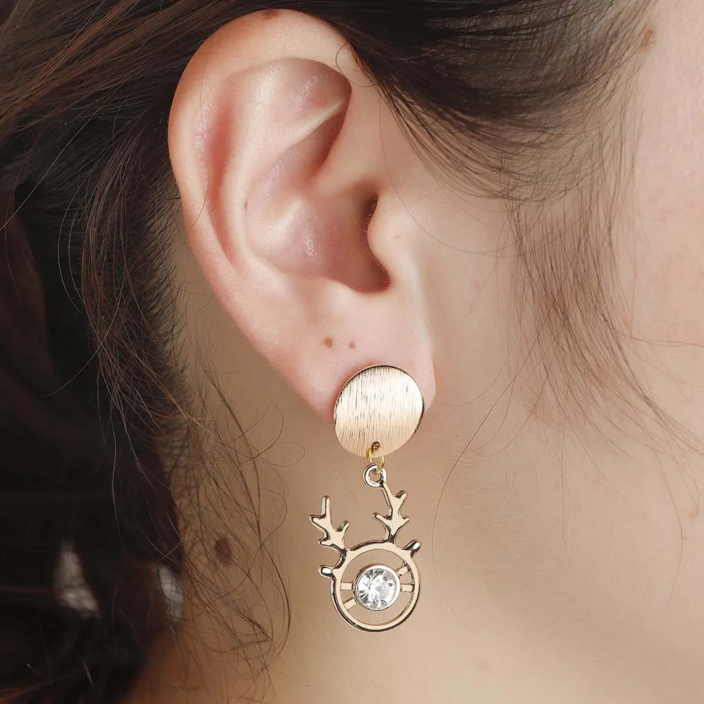 Cxwind винтажные хрустальные серьги-подвески в форме головы оленя золотого цвета