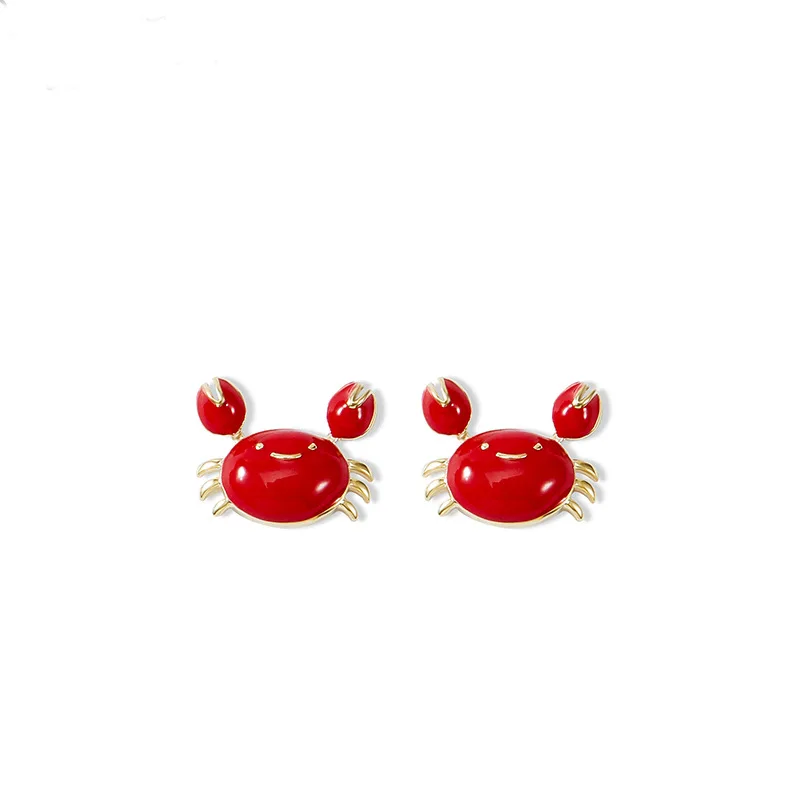 

Little crab three-dimensional cartoon earrings female cute red earrings temperament personality creative ear jewelry