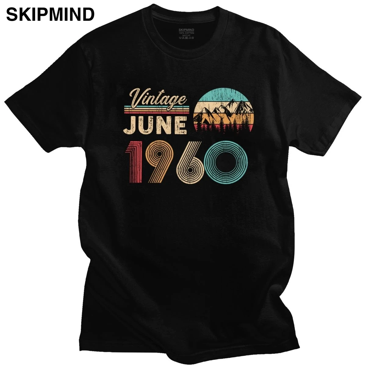 

В винтажном стиле; С июня 1960 60th день рождения мужские футболки натуральный хлопок 60 лет футболка с короткими рукавами в футболка с рисунком закат Мерч подарок