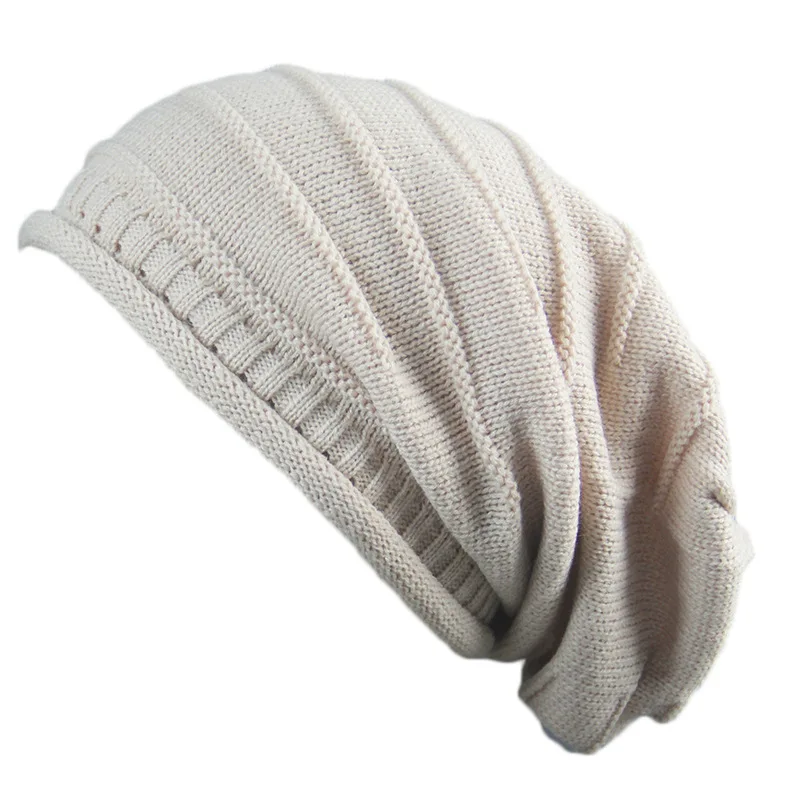 Вязаные шапки для мужчин и женщин мешковатая Шапка-бини в стиле унисекс Теплая