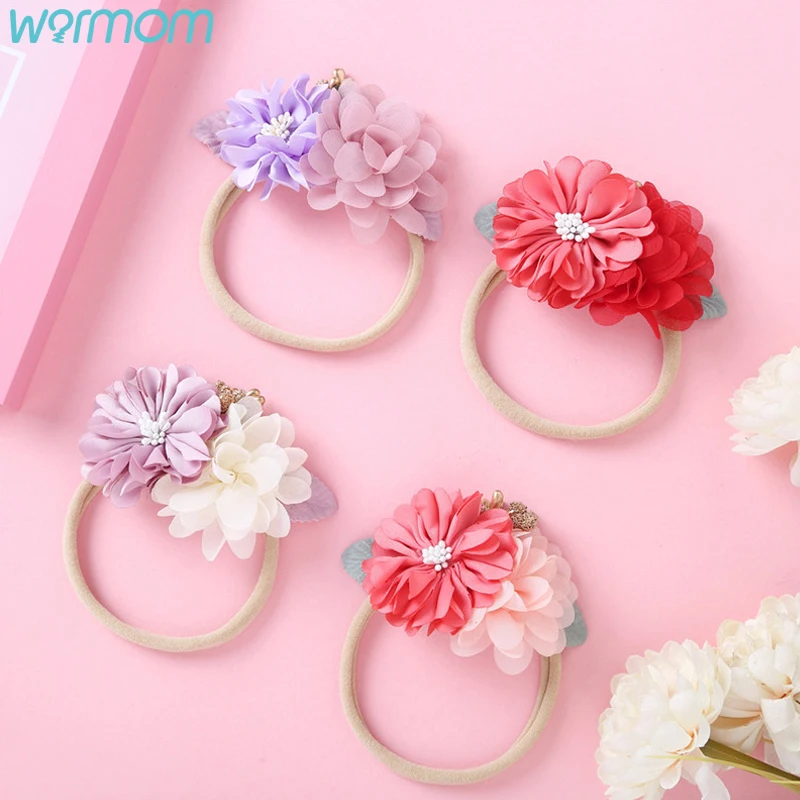 

Warmom Baby Headband Flower Haarband Baby Girl Headbands Newborn Hair Accessories Elastic Nylon Baby Hair Band Kids Turban