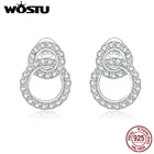 Женские круглые серьги-гвоздики из серебра 925 пробы, с цирконием, CTE388