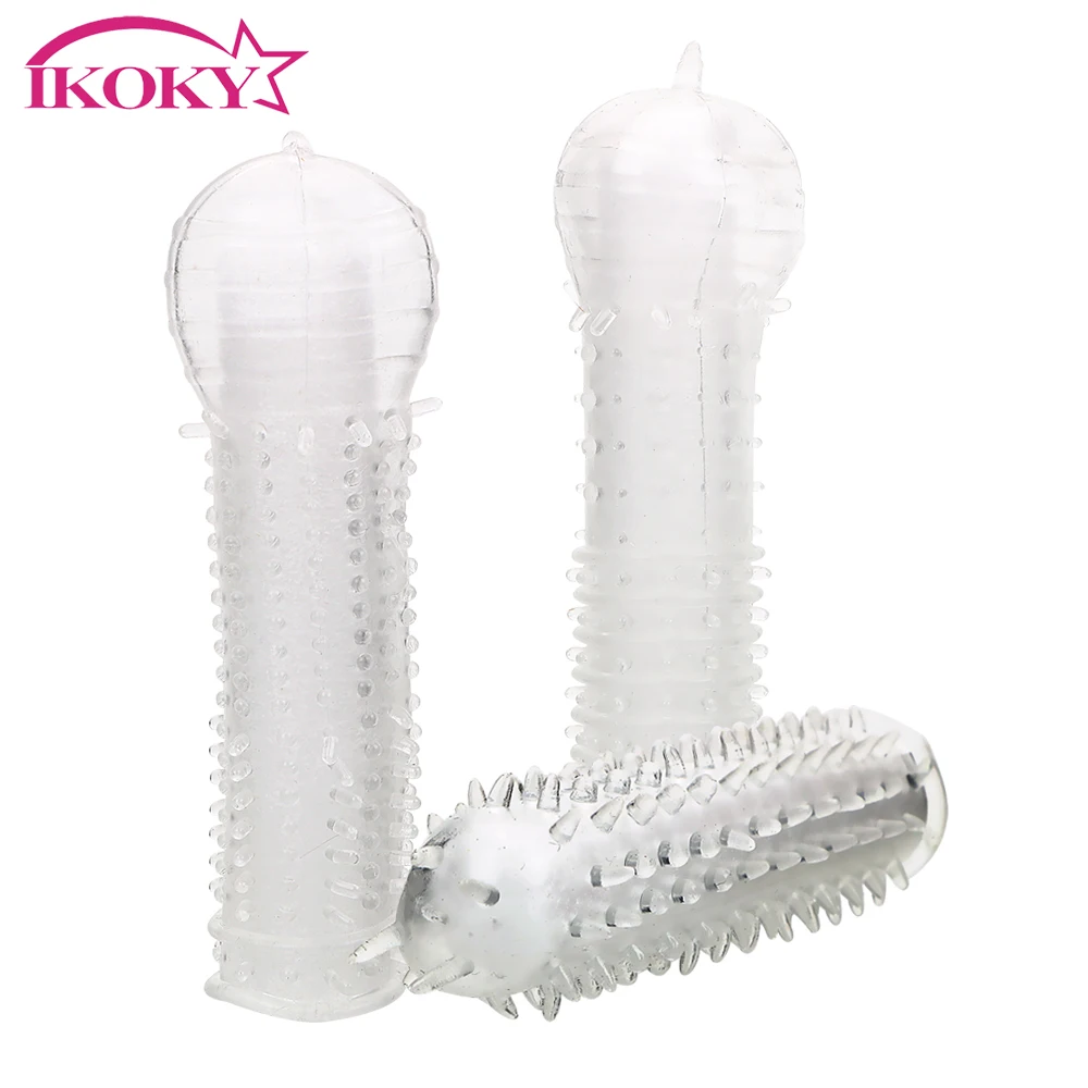 IKOKY Хрустальный пенис рукав Задержка эякуляции увеличение пениса Мужской t Удлинитель кольцо на член стимулятор клитора секс-игрушки для му...