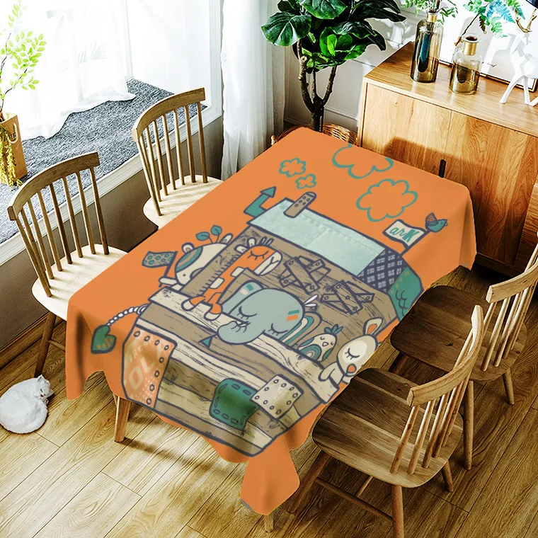 

Printed oil painting picture washable decorative household waterproof tablecloth
