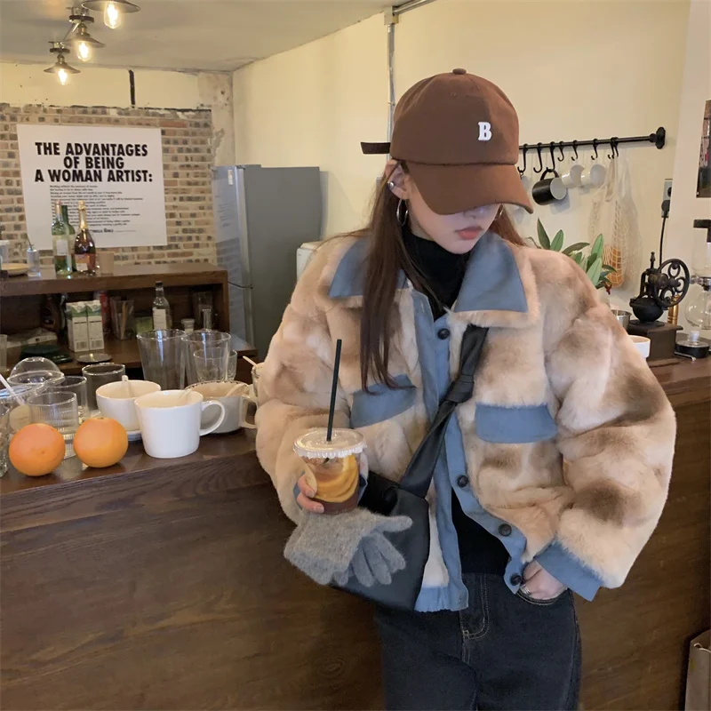 fur coat women thick warm color winter outwear jackets female clothing 8584# | Женская одежда