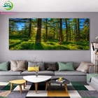 Алмазная вышивка природные пейзажи, зеленый лес камни в форме ромба круглый Алмазная мозаика, Стразы Вышивка крестиком на рисунке, Настенный декор