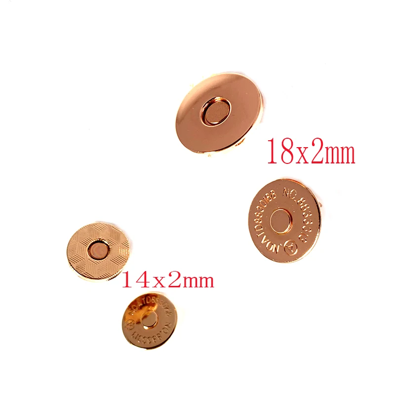 Rose Gold Magnetic Snap Fasteners Clasps Buttons Handbag Purse Wallet Craft Bags Parts Accessories 14mm 18mm
