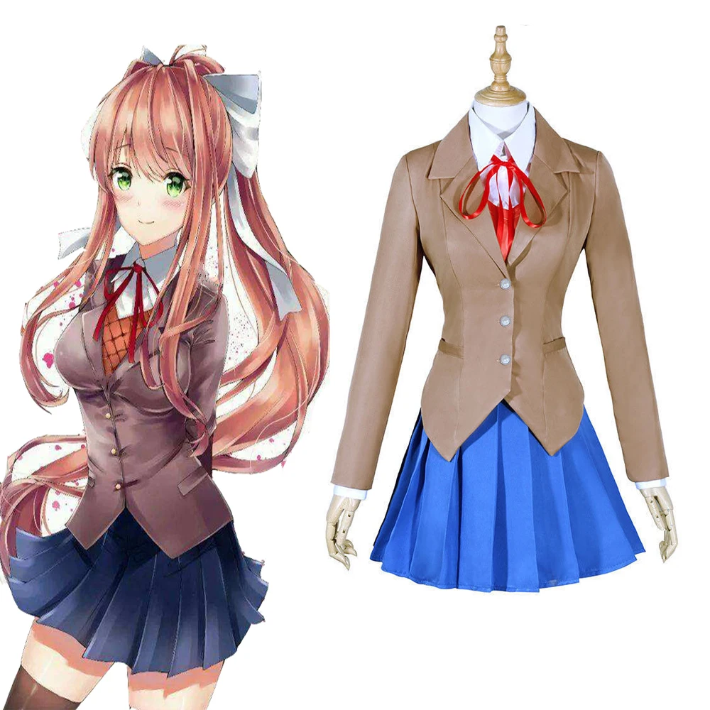 Doki doki Литературный клуб monika Косплей sayori yuri natsuki карнавальный костюм парик