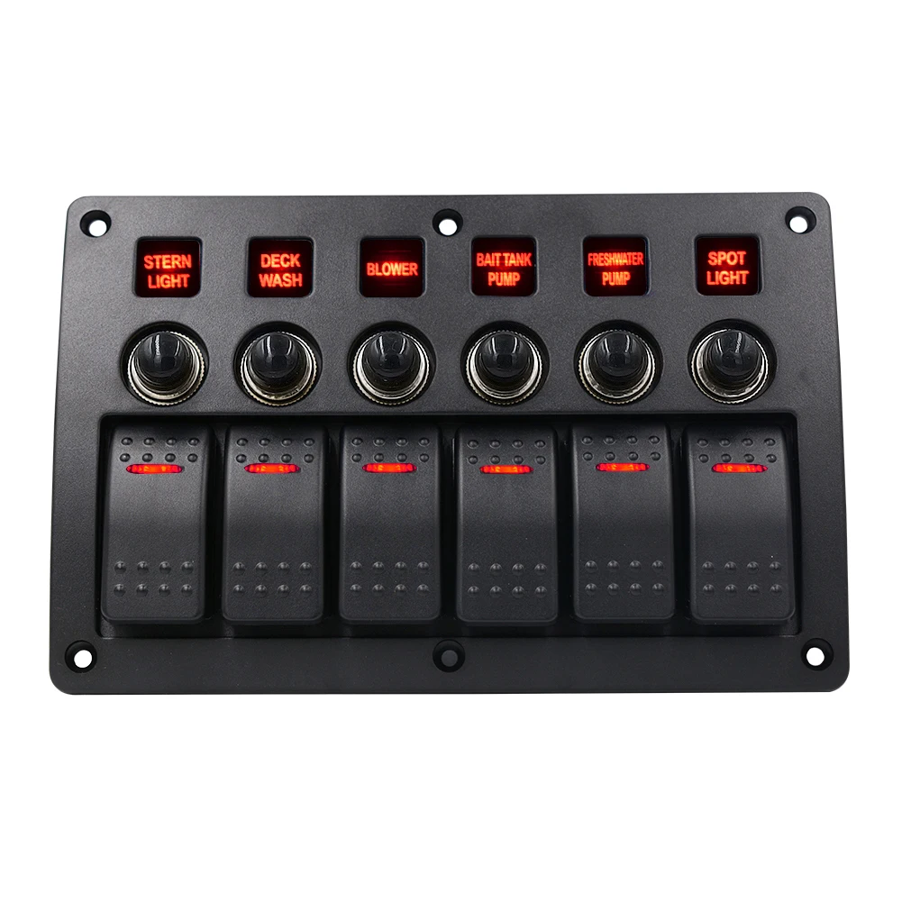 

6 Gang Led Modifying Rocker Switch Panel Replacement Parts Waterproof DIY Circuit Breaker Car Marine Motor Homes For Boat Yacht