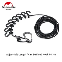 naturehike 4 3m hanging rope multi purpose camping accessories clothesline adjustable anti slip with a hook hanging rope