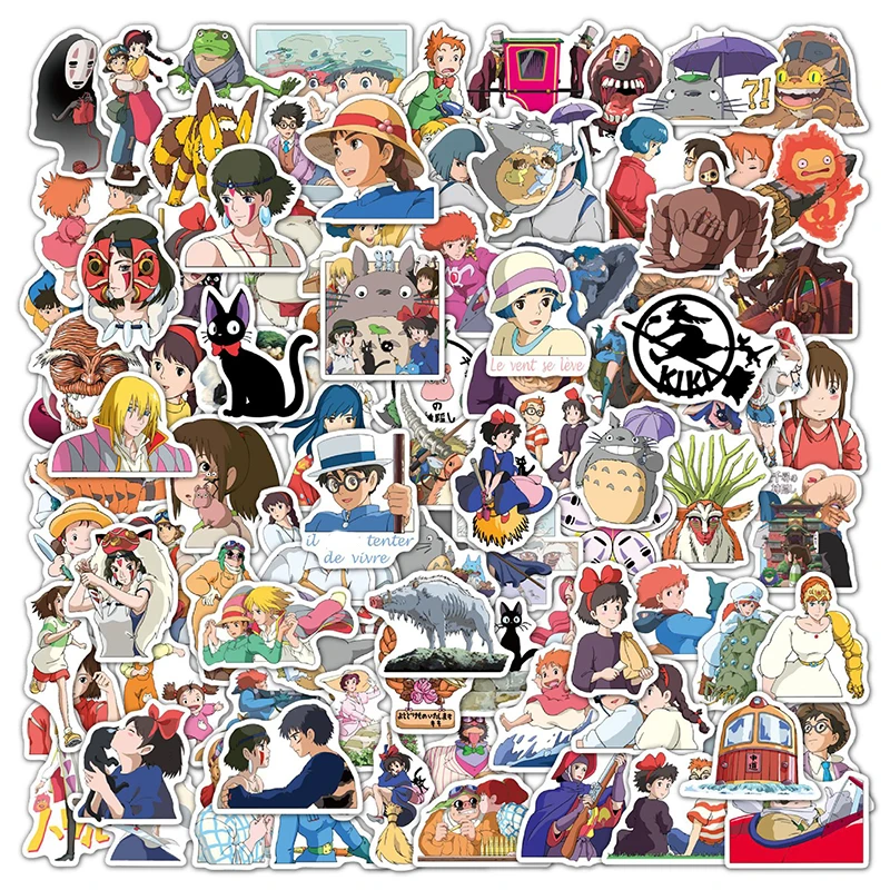 Miyazaki Hayao-set de 10/30/50 unids/set de dibujos animados de Anime Laputa: Castle en la pegatina con motivo de cielo para ni&ntilde;os, casco de monopat&iacute;n, funda de port&aacute;til-1