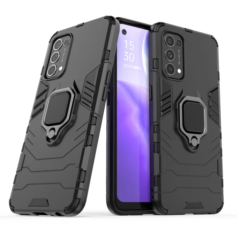 

Armor Phone Case For OPPO Reno Realme 5 A93 A53 A32 A33 A15 A73 X7 7 Q2 F17 C17 7I 4 SE 2020 Pro 4G 5G Rugged Metal Stand Cover