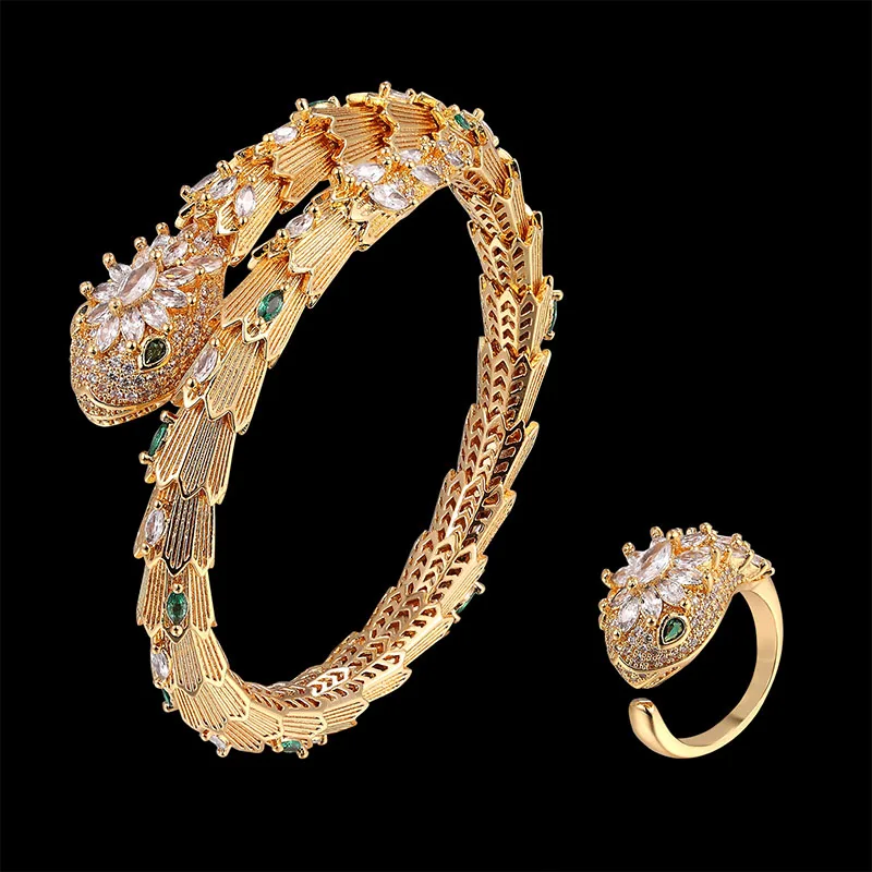 Роскошный животный змей конский глаз неправильный циркон браслет эластичный