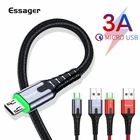 Essager 3A светодиодный кабель передачи данных Micro-USB для быстрой зарядки кабель USBC кабель EXCM-XGB0G для Xiaomi K20 Samsung мобильный телефон USB-C