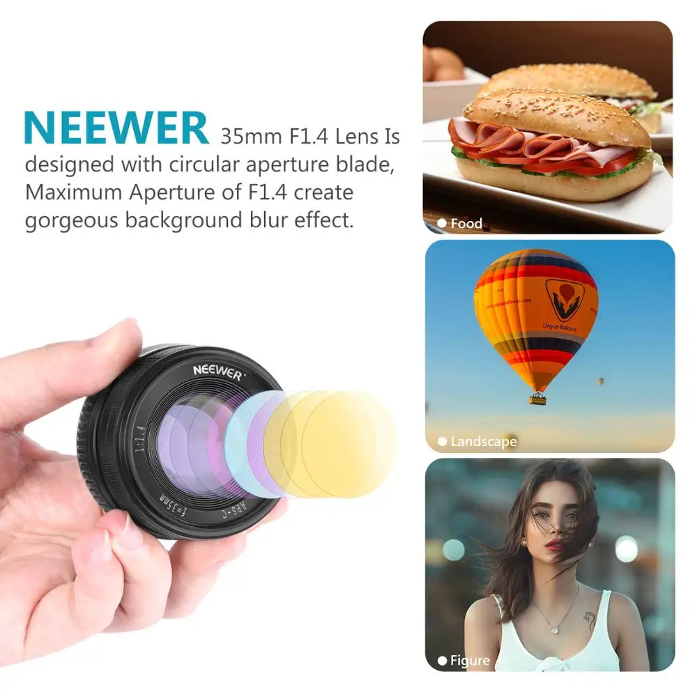 Объектив Neewer F1.4 35 мм с большой диафрагмой алюминиевый Prime APS-C совместимый sony E