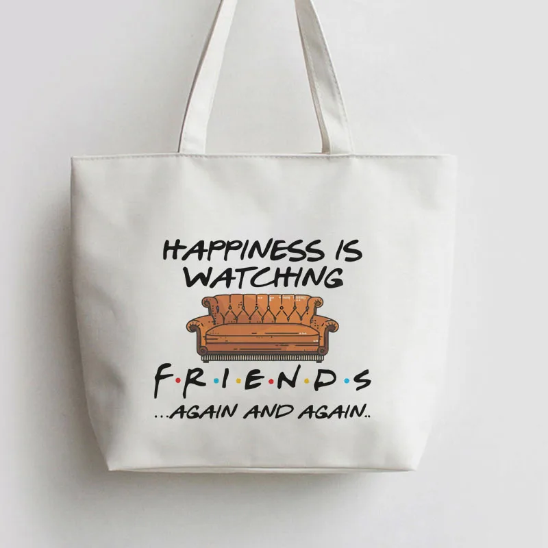 Счастливый просмотр ТВ шоу Холщовая Сумка для покупок друзей Мультяшные сумки
