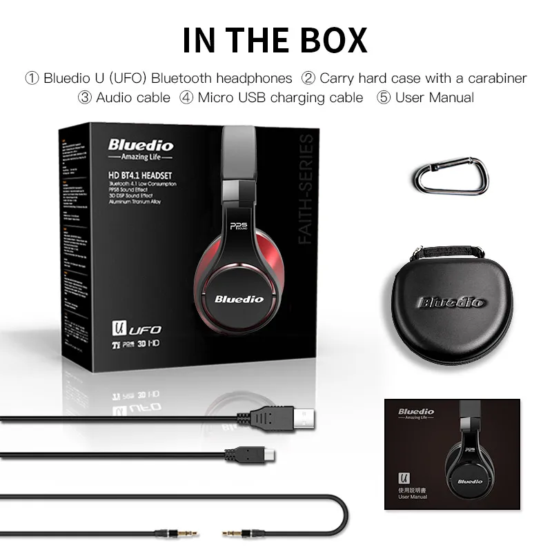 Беспроводные Bluetooth наушники Bluedio U UFO Hi Fi Накладные с микрофоном 3D стереозвук