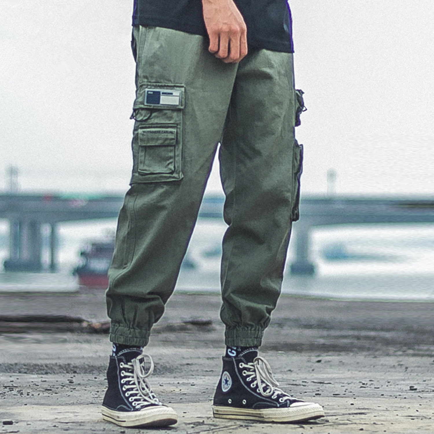 Брюки карго LACIBLE мужские на молнии повседневные штаны с принтом надписи уличная
