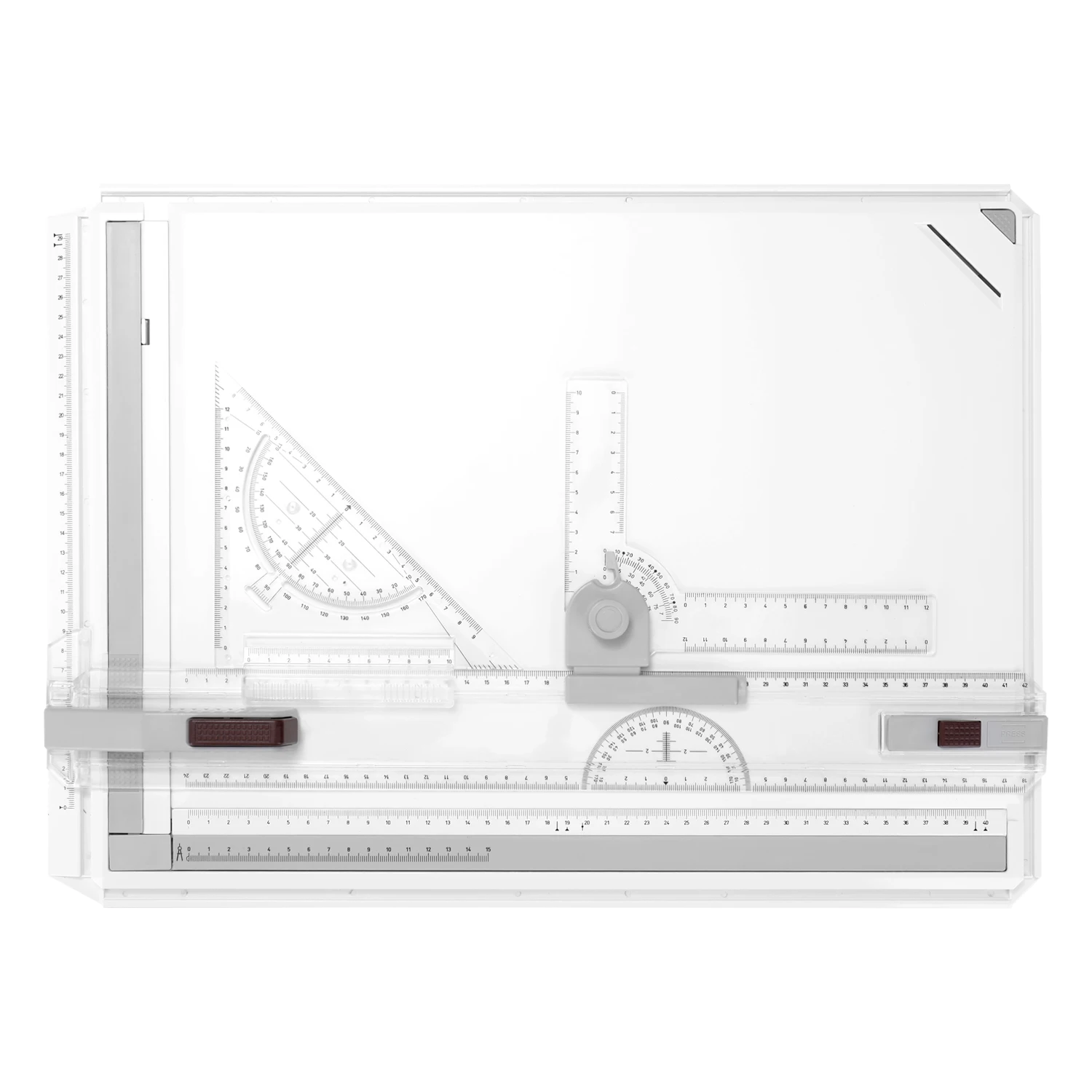 

A3 Picture Drawing Board Cartographic Platform with Smooth Guide Rails Precise Marks Ruler Functional Design Auxiliary Tool