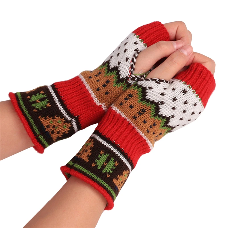 

Unisex Soft Warm Mitten Comfortable Knitting Acrylic Glove Christmas Knitted Arm Fingerless Winter Gloves