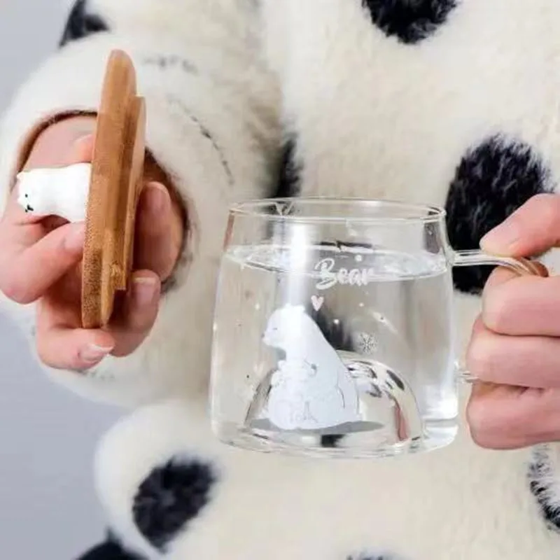 450 мл стеклянная чашка для воды кружка посуда напитков Милая бутылка молока Кофе