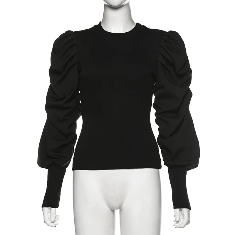 Облегающие повседневные футболки в стиле ретро с воротником лодочкой и пышными