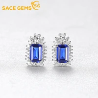 sace gems elegant luxury 100 925 sterling silver 46mm blue aaazircon gemstone wedding party ear stud earrings fine jewelry