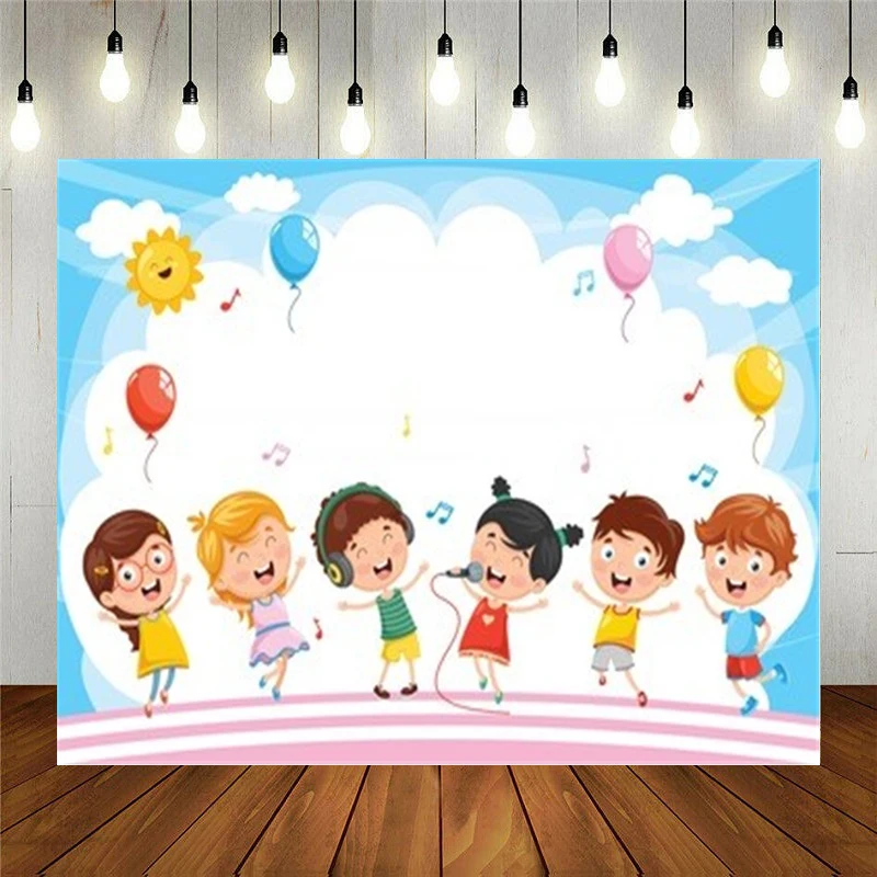 

Реквизит для фотостудии Виниловый фон для фотосъемки украшение для детского дня рождения счастливый мальчик девочка пение с воздушными ша...