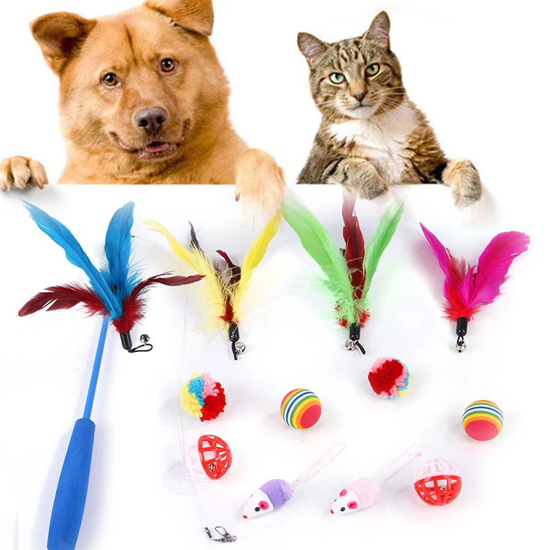

Dog-playing Stick Pet Accessories Stretch Fishing Rod 13pcs Replace Hood Cat Toy Interactive Toy Set Of Pet Toys.