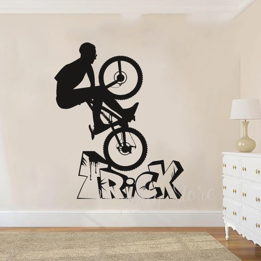 

Bicycle Sports Wall Decal Bike Trick for Teen Room Garage Vinyl Wall Stickers Home Interior Decoration Boys Bedroom Murals P564