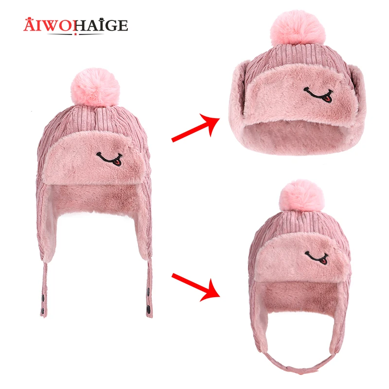 Детские зимние шапки с ушками для девочек и мальчиков детская шапка теплые
