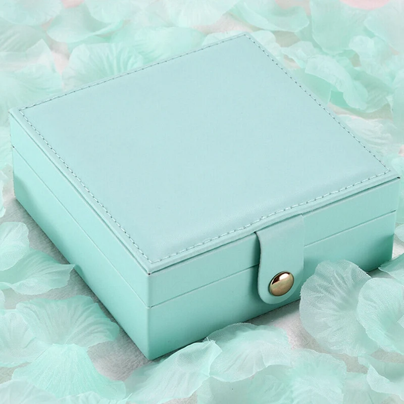 

CASEGRACE Jewelry Storage Box Square Portable Jewelry Box PU Leather Ring Bracelet Finishing Box