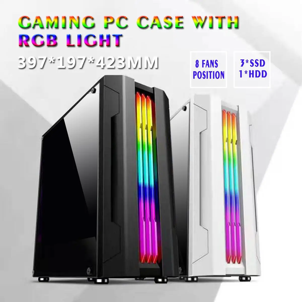 Электрический чехол для ПК с Rgb светильник Акриловая боковая плата 3SSD 1HDD ATX/MATX/ITX 8 вентиляторов 280 мм видеокарта 397*197*423 мм