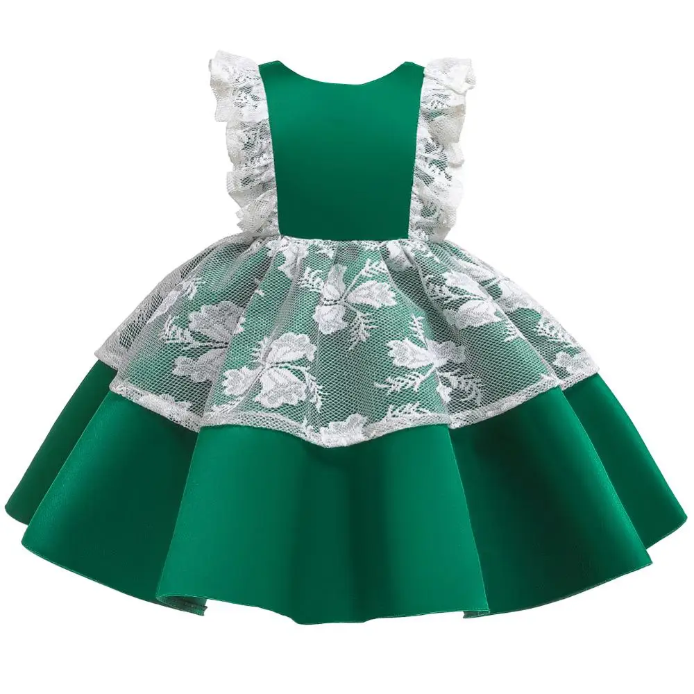 Детское кружевное вечернее платье летнее принцессы с цветочным принтом для