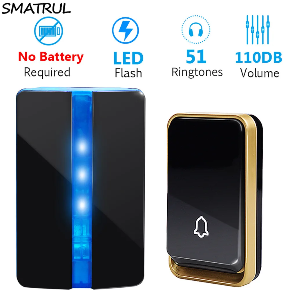 Smatrul автономным питанием Водонепроницаемый Беспроводной дверной звонок без