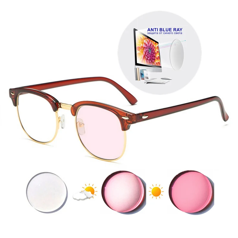 SWOKENCE Очки для близоруких фотохромные и защита от синего света мужчин женщин по