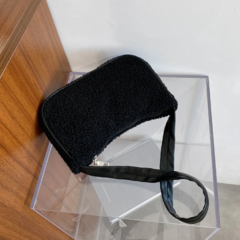 

ASDS-Fashion New Female Square Tote Bag Quality Plush Women's Handbag Ladies Underarm Shoulder Bags