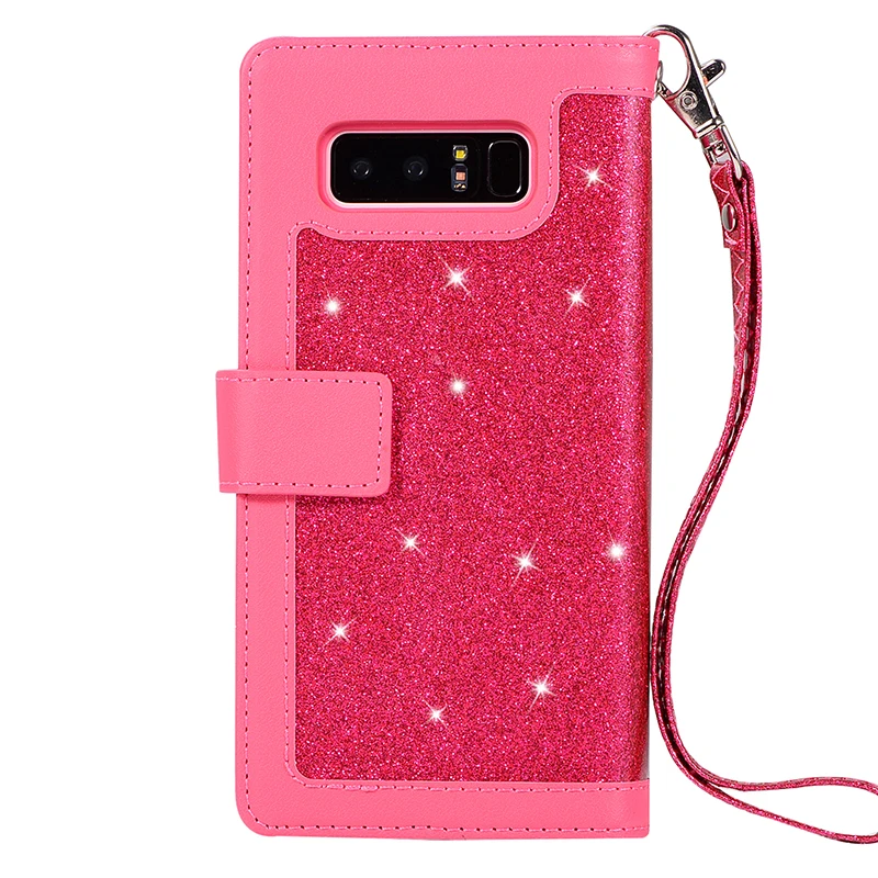 Блестящий кожаный чехол на молнии для телефона Samsung Note 10 Plus S8 S9 S10 откидной Чехол