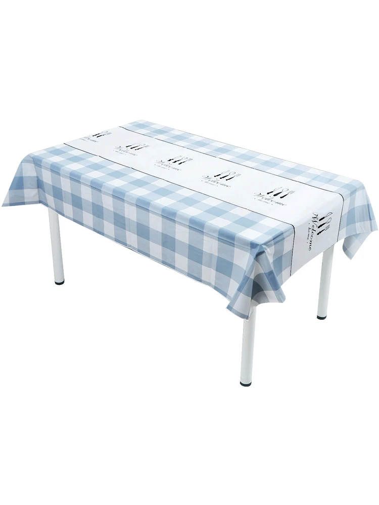 Синяя Современная скатерть в клетку скандинавском стиле водонепроницаемая для