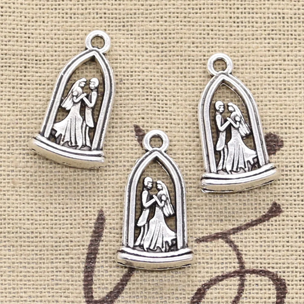 6 шт. Подвески милые подарки для влюбленных Свадьба 24x13 мм старинное серебро Цвет