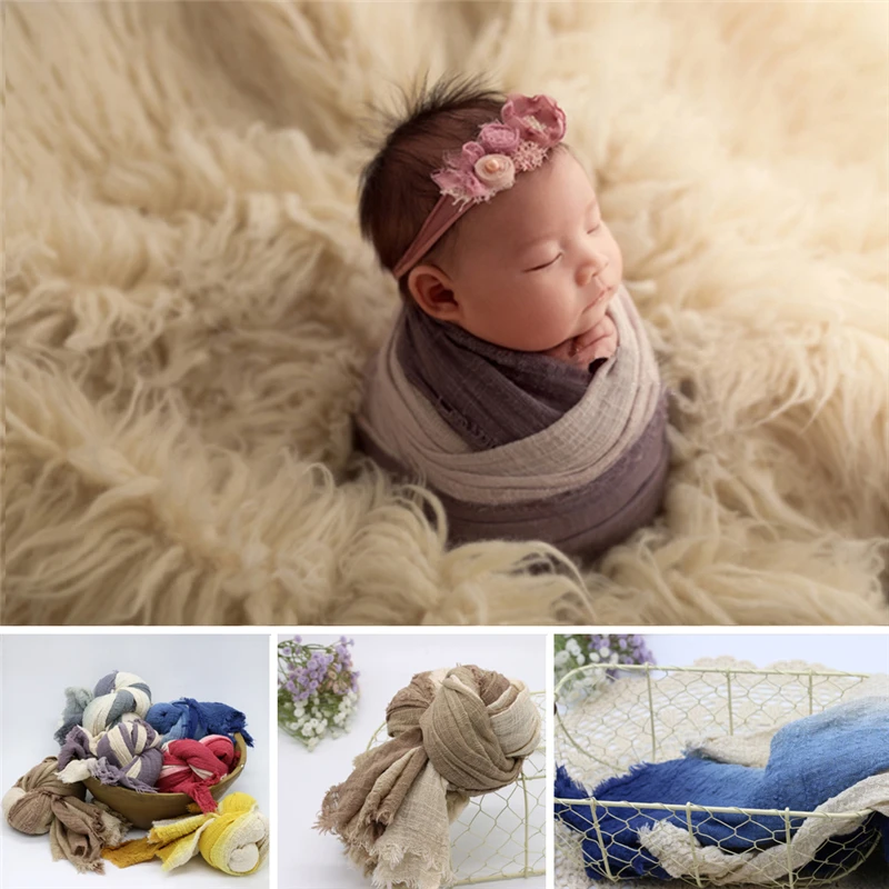 

100% Cotton Newborn Baby Photography Wraps Tie-dyes Color Blocking Infant Photo Picture Swaddling Soft Big Blanket 100*200cm
