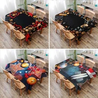 merry christmas food style tablecloth 3d print polyester waterproof rectangular kitchen dinner cloth picnic mat cover home decor