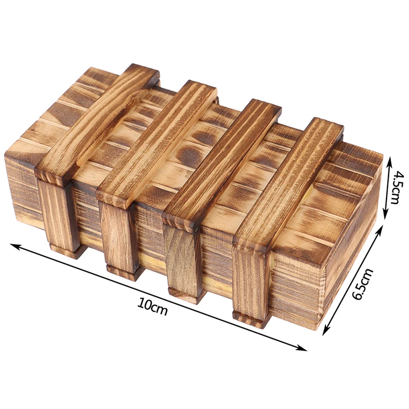 

Vintage Wooden Puzzle Box with Secret Drawer Magic Wood Compartment Brain Teaser Toys Puzzles Boxes Kids Toy Gift