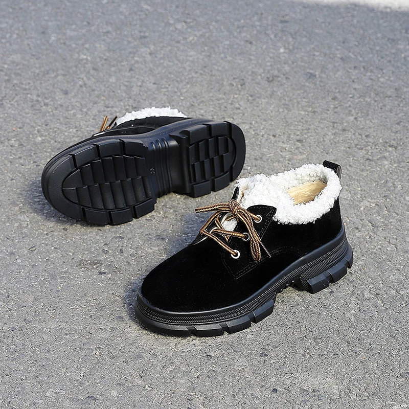 fashion new Ankle boots Shoes Faux fur Warm Plush Winter Cross strap Female Shoes Casual Imitation suede Snow Boots grey black k858