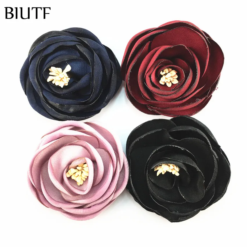 5 шт./лот корейский стиль винтажный сгоревший атласный цветок с тычинками зажимом