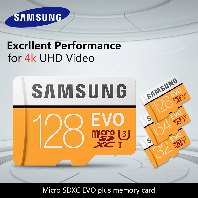 

100% Original SAMSUNG TF Card Micro SD Memory Card 64GB u3 EVO Plus 128GB Class10 100MB/S 32G Micro SDXC UHS-1 4K Ultra HD