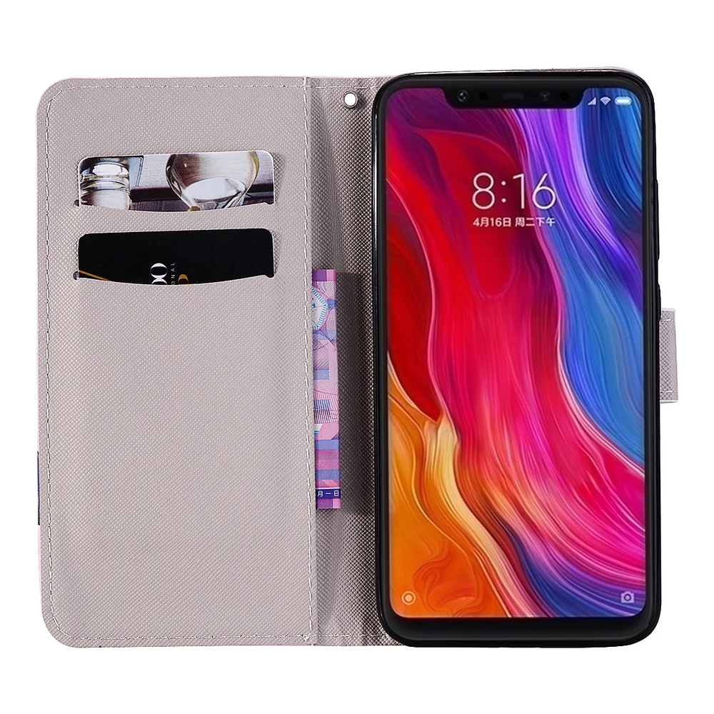 Окрашенный кожаный чехол-сумка для Xiaomi mi 8 Lite Red mi 6 5 Plus Note 6 Pro откидной Чехол-книжка с 3D рисунком